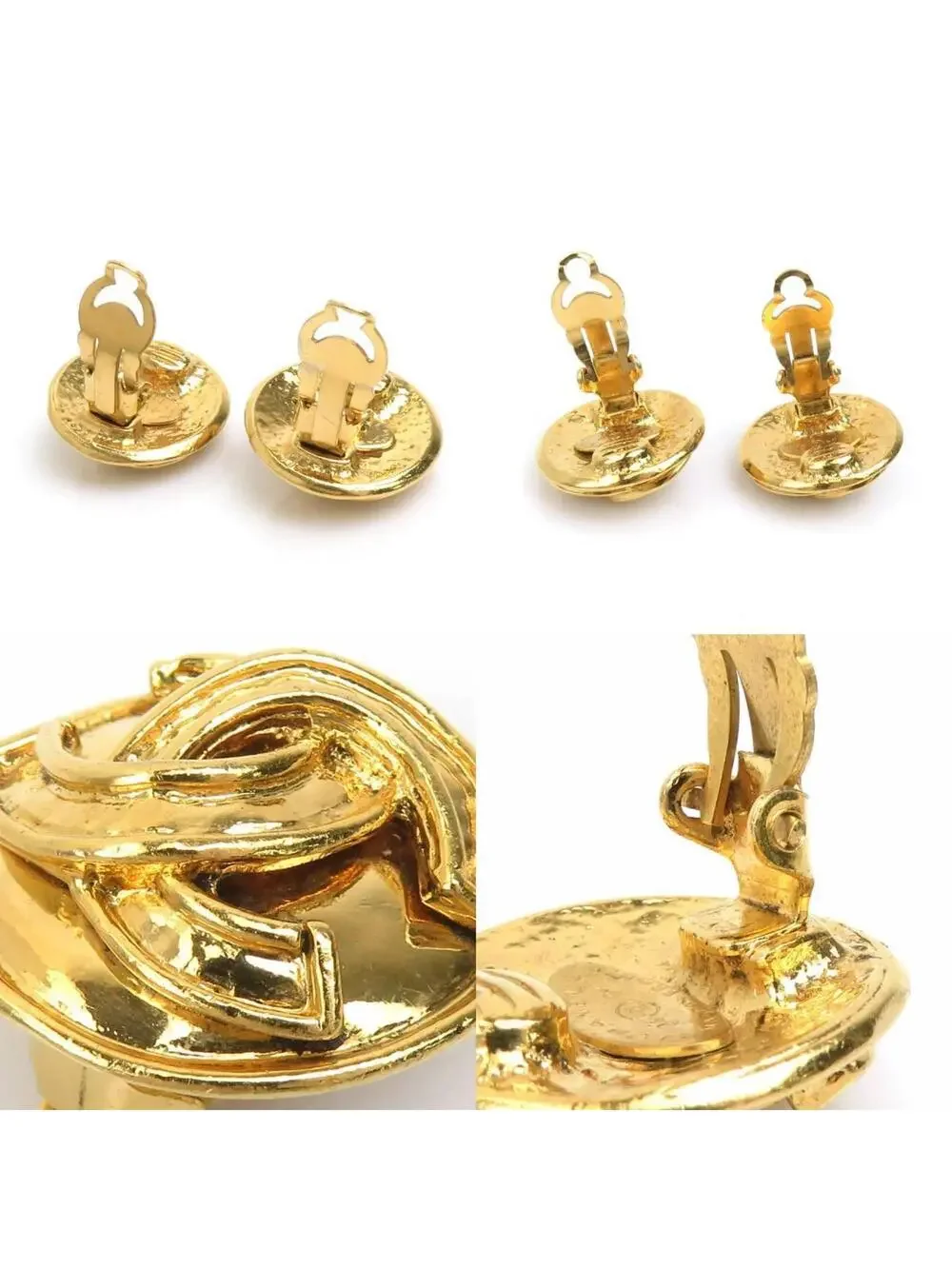 Chanel Cc Logo Clip-On Earrings Gold- #229228C76B